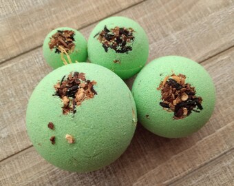 Tea Time bath bombs, Available in 4 sizes, Herbal Tea Bath Bomb with Orange Peel, Hibiscus and Calendula Petals, Tea Bath Bomb, Tea Party