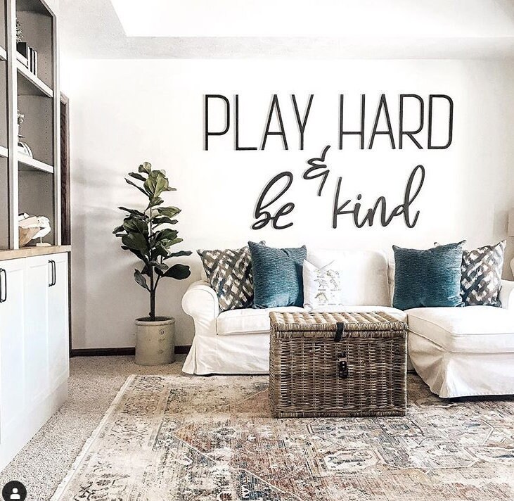 PLAY HARD & Be Kind Play Room Wall Decor Play Room Sign Etsy