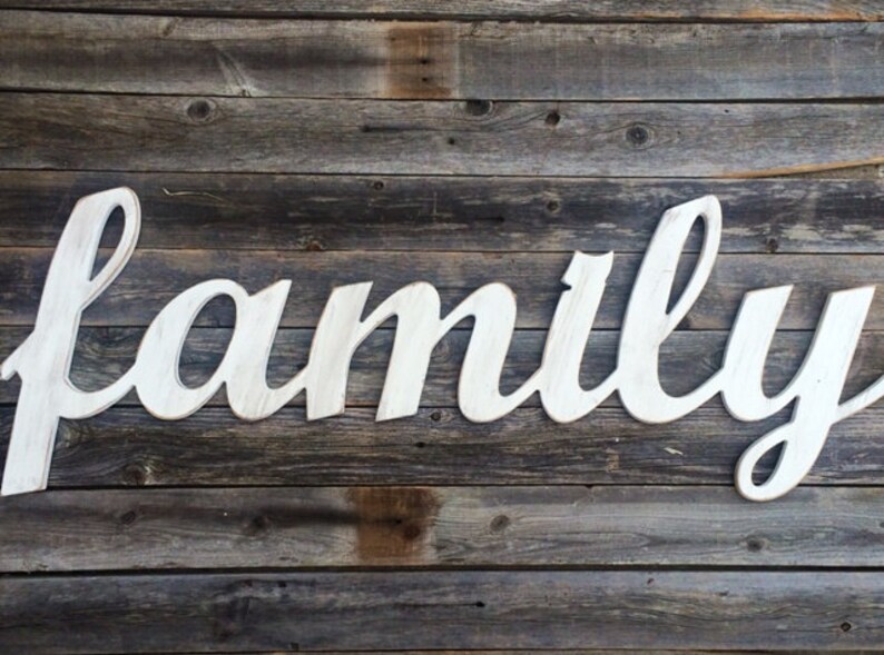 Family Large Wooden Letters Script Word Wooden Wall Art Etsy
