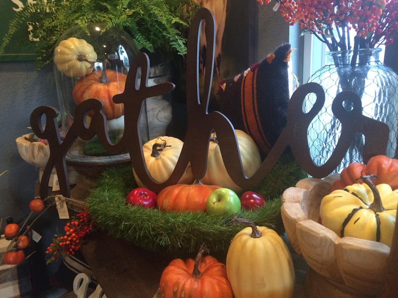 Large Fall Decor Grace Gather Wall Decor Word Cut Signs Etsy