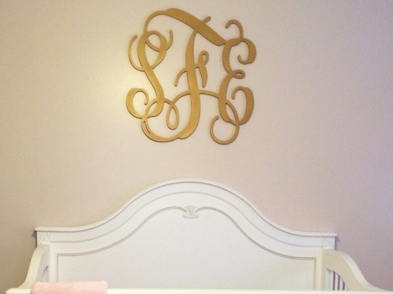 Monogrammed Gift | Large Wooden Monogram | Gold sale Script | Wedding Guest Book | Wall Hanging | Nursery Decor | Glitter Available | Custom |