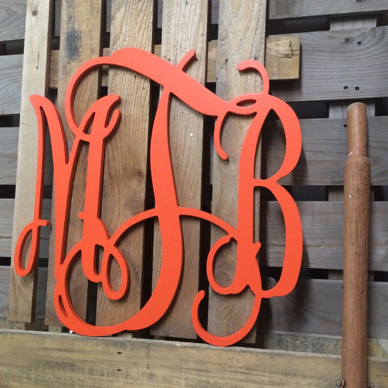 Wooden Wall Hanging Monogram Large Wall Letter Cursive Etsy