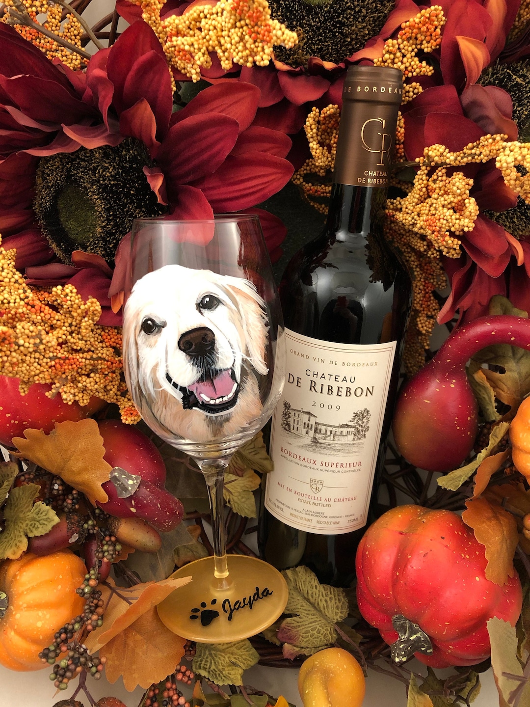 WINE GLASS With Your Pet's Hand Painted Portrait - Etsy