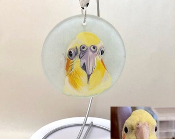 ORNAMENT Flat - with your pet's hand painted portrait (1/8" flat glass disk)