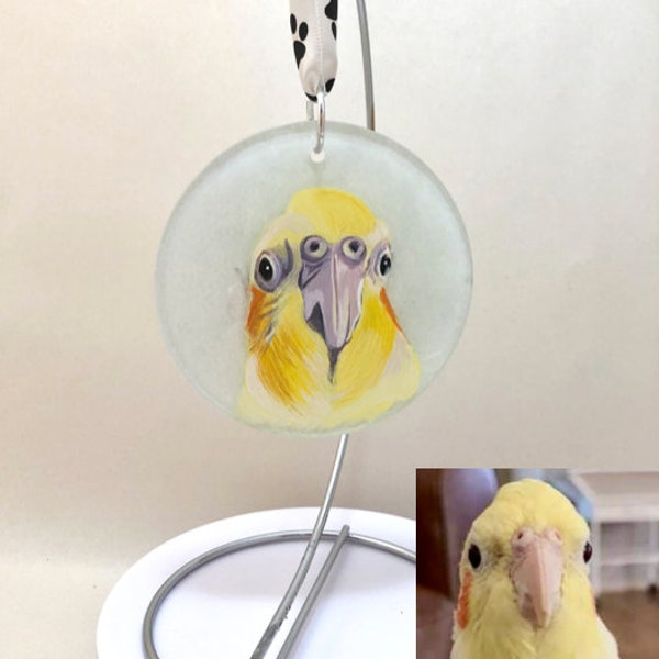 ORNAMENT Flat - with your pet's hand painted portrait (1/8" flat glass disk)