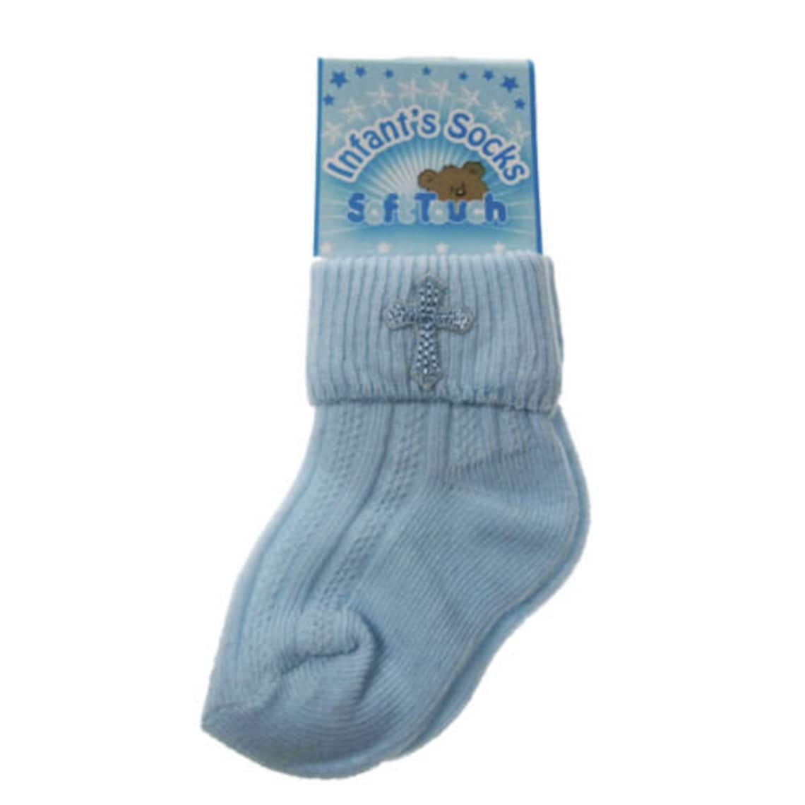 Baby Christening Baptism Socks Light Blue with Cross 03 Etsy