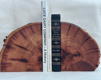 Live edge wood bookends made from African sumac wood. Free shipping included.