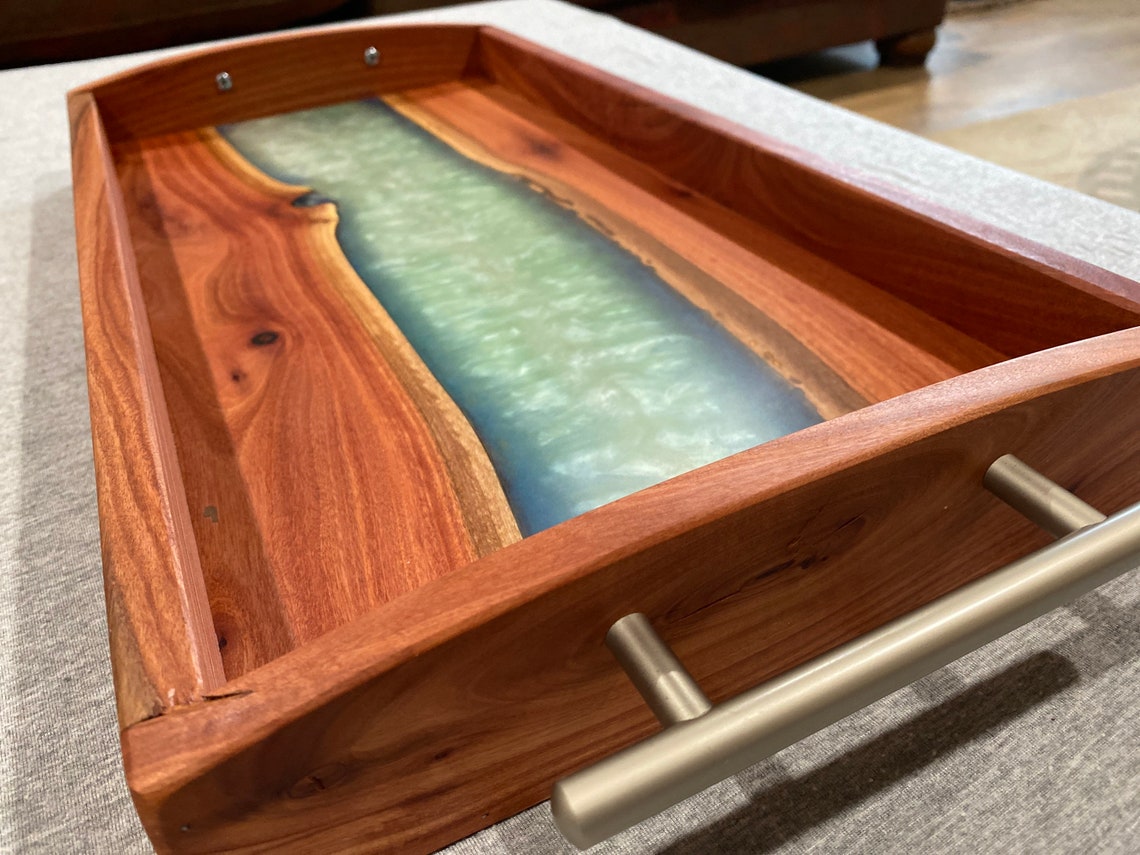 Epoxy river serving tray. Handmade one of a kind. Etsy