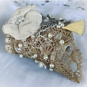 Victorian Lace Cuff, Brocade Cuff, Romance, Wearable Art, Textile Bracelet, Baroque Lace Cuff, Unique Handmade, Shabby Chic