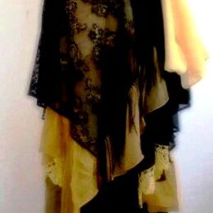 Unique Artistic Clothing Yellow and Black Recycled Chic Boho Bridal Skirt Festival Skirt Fairy Gypsy Shabby Shabby Chic image 7