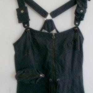 YAYA HYPE S overalls, Vintage dark gray overalls, Cotton and linen overalls image 1