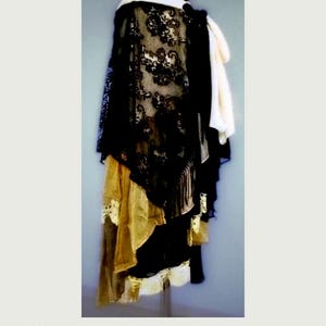 Unique Artistic Clothing Yellow and Black Recycled Chic Boho Bridal Skirt Festival Skirt Fairy Gypsy Shabby Shabby Chic image 1
