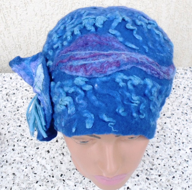 Felted Handmade Hat Felted Hat Hat with a brooch Felted Cap,Eco Fiber Art