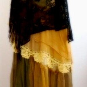 Unique Artistic Clothing Yellow and Black Recycled Chic Boho Bridal Skirt Festival Skirt Fairy Gypsy Shabby Shabby Chic image 5
