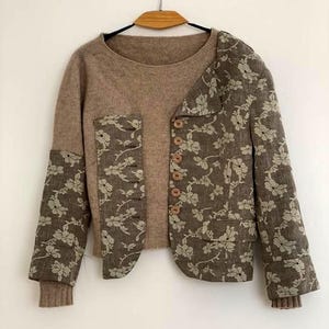 Pull bohème unique, pull recyclé, coupe ample, look décontracté, fait main, matières naturelles image 10