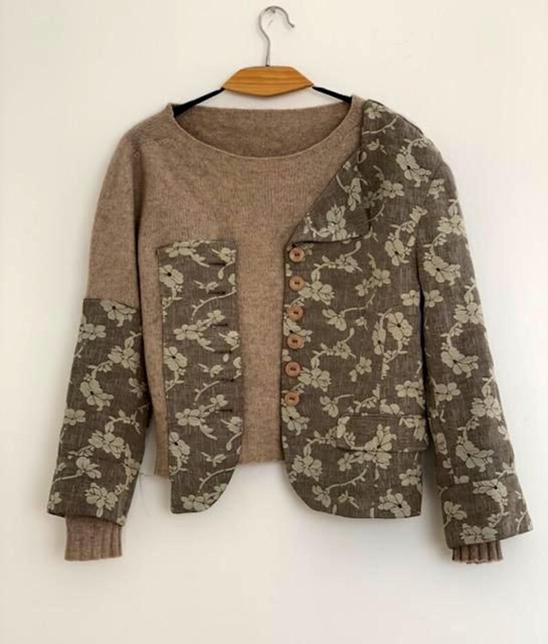 Pull bohème unique, pull recyclé, coupe ample, look décontracté, fait main, matières naturelles image 10