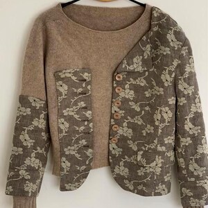 Pull bohème unique, pull recyclé, coupe ample, look décontracté, fait main, matières naturelles image 8