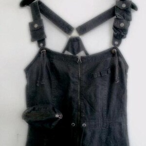 YAYA HYPE S overalls, Vintage dark gray overalls, Cotton and linen overalls image 6