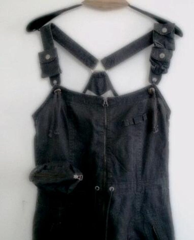 YAYA HYPE S overalls, Vintage dark gray overalls, Cotton and linen overalls image 6