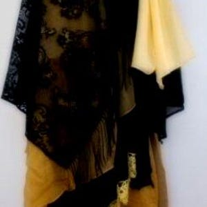 Unique Artistic Clothing Yellow and Black Recycled Chic Boho Bridal Skirt Festival Skirt Fairy Gypsy Shabby Shabby Chic image 8