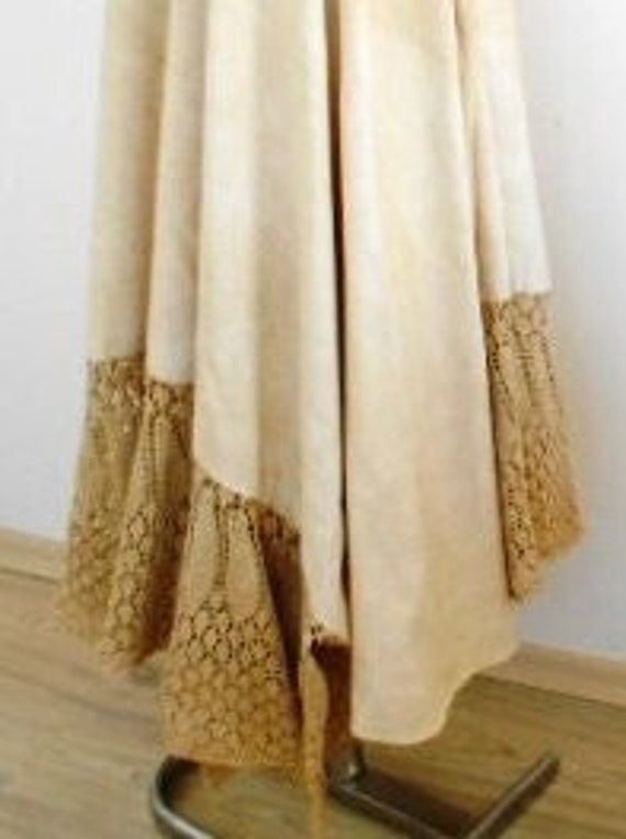 Unique Artistic Skirt, Asymmetric Artistic Clothing, Light Beige Eco Dyed Cotton Skirt, Boho Wedding Skirt, Gypsy Shabby Fairy