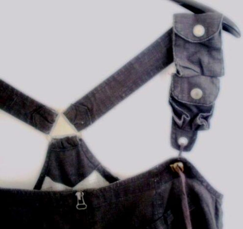 YAYA HYPE S overalls, Vintage dark gray overalls, Cotton and linen overalls image 9