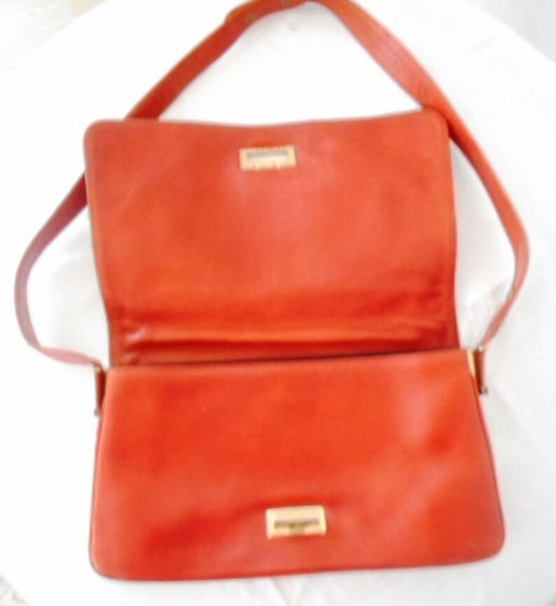 Vintage Leather Boscha Bag Orange Leather Bag Shoulder Bag Etsy