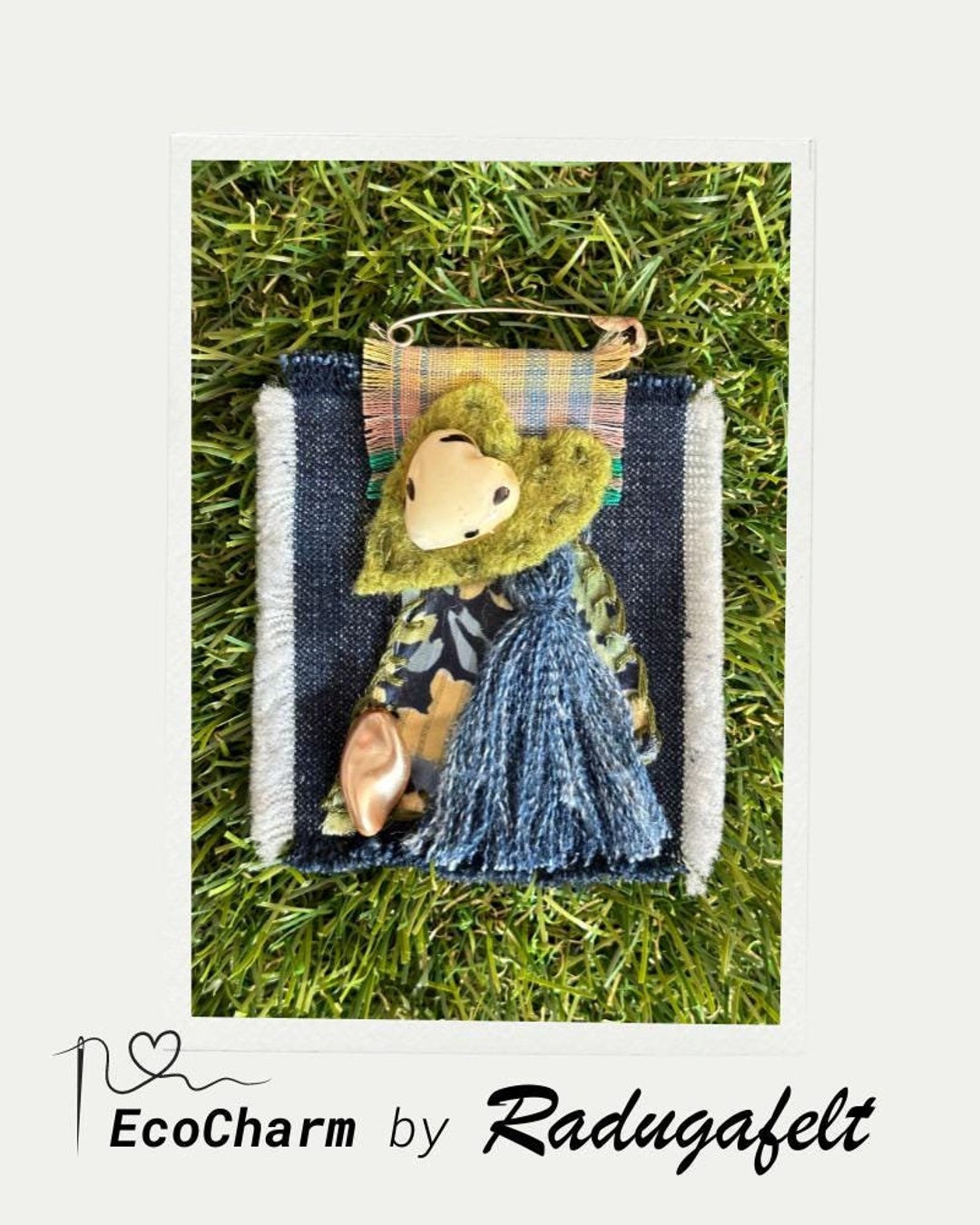 Recycled Denim Brooch With Tassel and Beads - Handmade, Eco-friendly ...