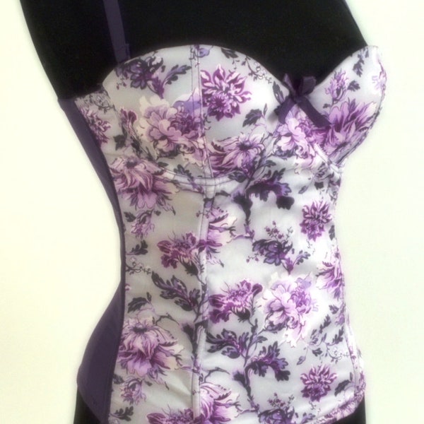 Corsé Sexy de Mujer con Correas, Corsé INCITY, Top Vintage en Púrpura con Estampado Dulce, Corsés Bustier con Tapas de Corsé Y2K Traseras / Vintage