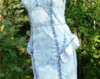 Recycled Denim Dress Tally Weijl , Mini Dress for A Girl In The Style of Boho