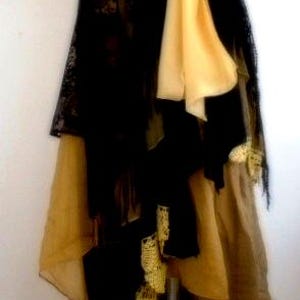 Unique Artistic Clothing Yellow and Black Recycled Chic Boho Bridal Skirt Festival Skirt Fairy Gypsy Shabby Shabby Chic image 2