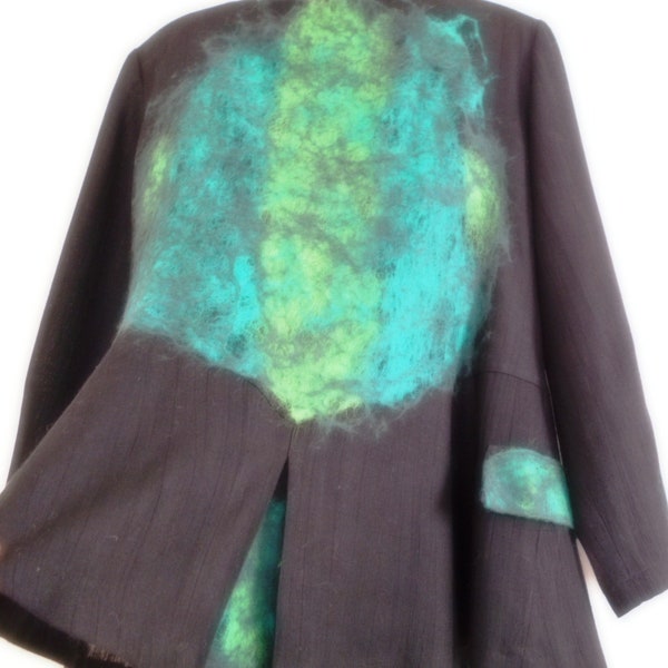 Felt  jacket . Felt coat , Woman fashion , Woman clothing ,Organic materials , Soft wool ,  fibers