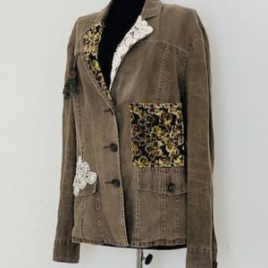 Recycled Linen Jacket, Boho Hippi Jacket, Gypsy Jacket, Party Festival Jacket, Artistic Boho Chic