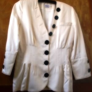 Women's silk jacket Marta s , Collection, Women's jacket with 3/4 sleeves, Vintage women's jacket in ivory