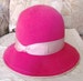 Vintage  1980s Pink Wool Felt  Wide Brim Hat 