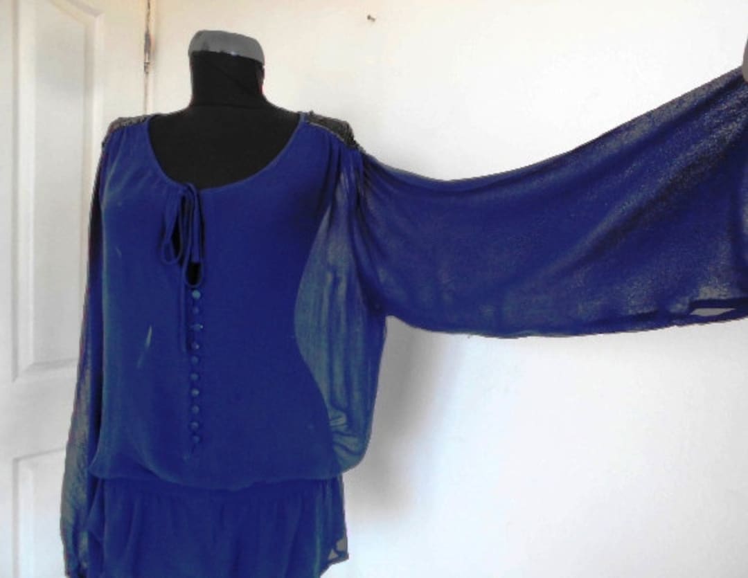 Vintage Blue Knit Blouse Ribbed main image 0