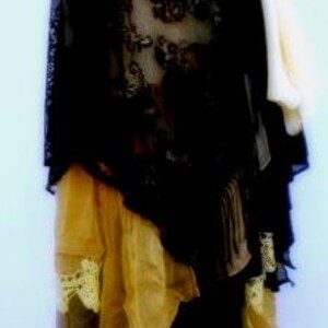 Unique Artistic Clothing Yellow and Black Recycled Chic Boho Bridal Skirt Festival Skirt Fairy Gypsy Shabby Shabby Chic image 9