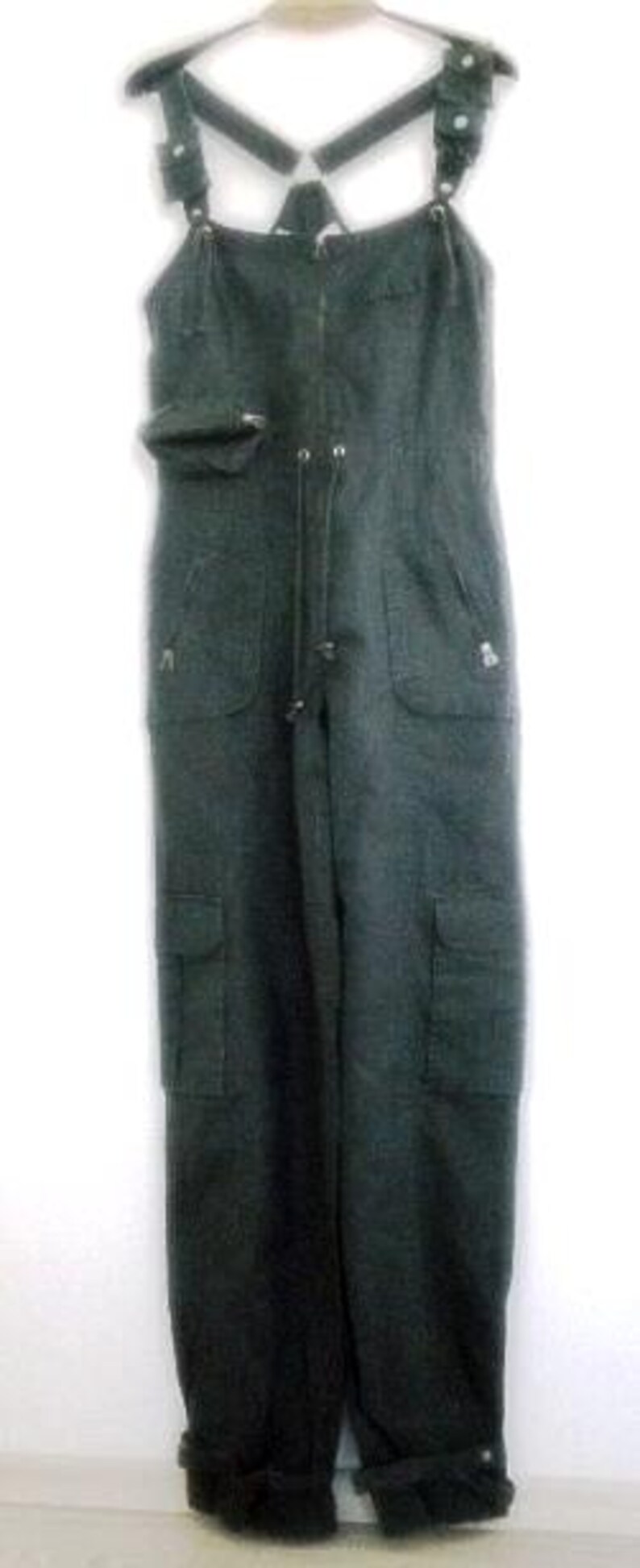 YAYA HYPE S overalls, Vintage dark gray overalls, Cotton and linen overalls image 5