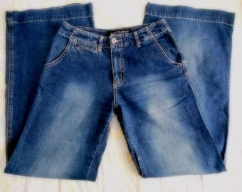 Wide jeans Jeans REACTIVE JEANS, Normal height jeans, Elastic women's Long jeans, Dark denim