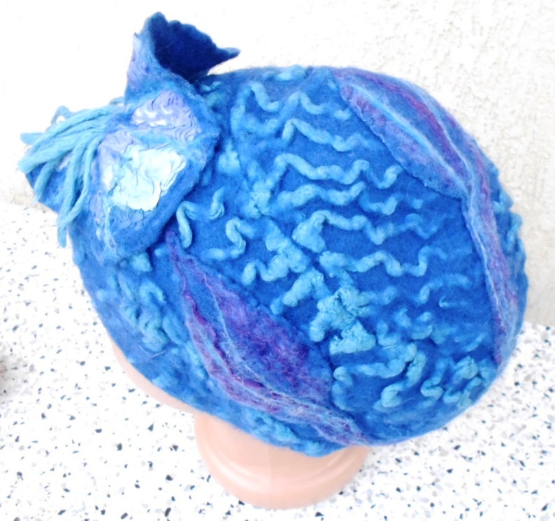 Felted Handmade Hat Felted Hat Hat with a brooch Felted Cap,Eco Fiber Art