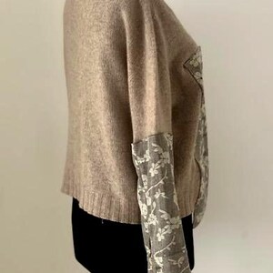 Pull bohème unique, pull recyclé, coupe ample, look décontracté, fait main, matières naturelles image 6