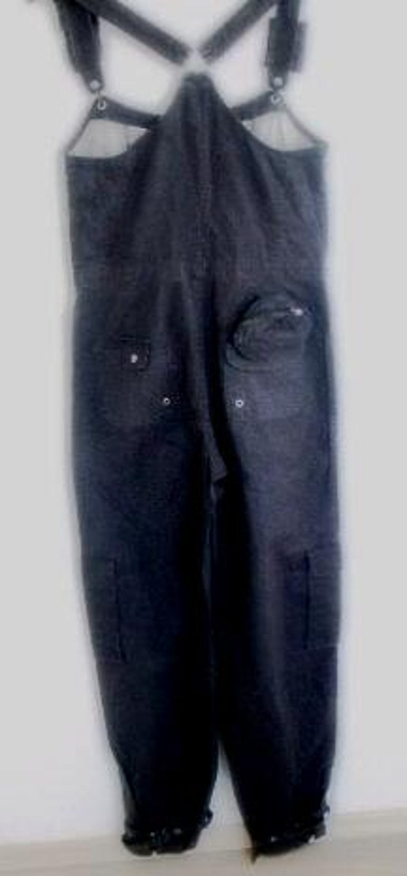 YAYA HYPE S overalls, Vintage dark gray overalls, Cotton and linen overalls image 4