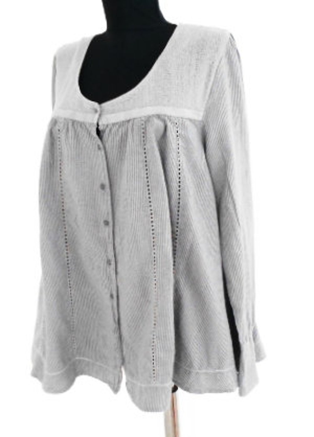 Light Gray Women'S Shirt Kulture, Cotton Shirt With Long Sleeves, Loose Silhouette, Vintage Shirt Size M. Trendy Fashion