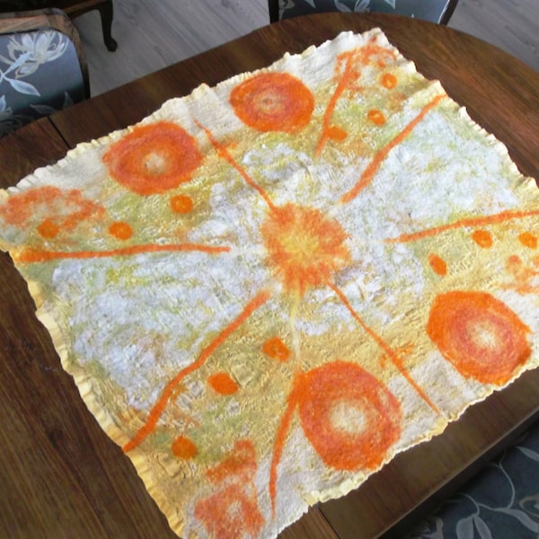 Felted table runner , OOak , Fiber art home decoration