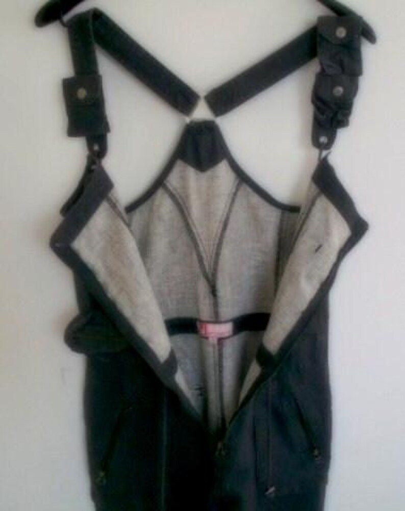 YAYA HYPE S overalls, Vintage dark gray overalls, Cotton and linen overalls image 3