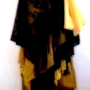 Unique Artistic Clothing Yellow and Black Recycled Chic Boho Bridal Skirt Festival Skirt Fairy Gypsy Shabby Shabby Chic image 3