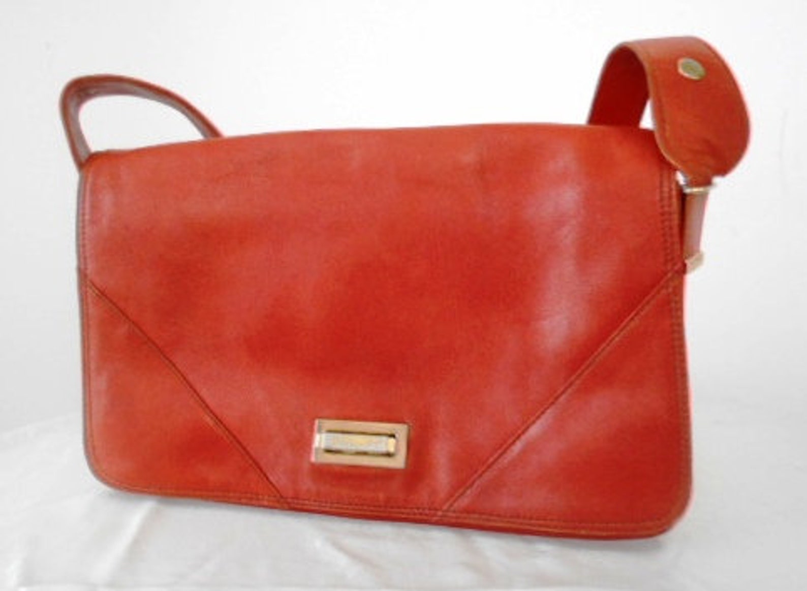 Vintage Leather Boscha Bag Orange Leather Bag Shoulder Bag Etsy