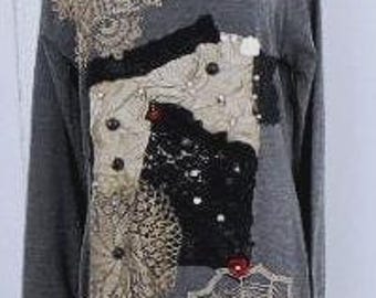 Boho romantic tunic, Asymmetrical tunic, Boho chic fashion,Cute art to wear,Only 1 available, Handmade