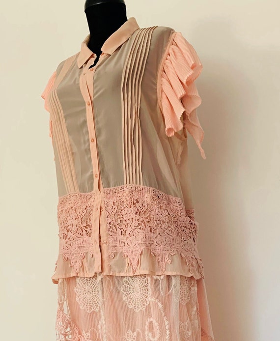 Boho Style Dress, Pink Recycled Sleeveless Blouse, Long Swing Dress, Ripped  Asymmetrical Dress, Eco Fashion, Planet Care Fashion - Etsy