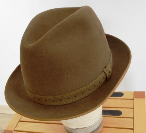 Vintage Mens Hat Hatsbeige Wool Felt Hat Wool Etsy